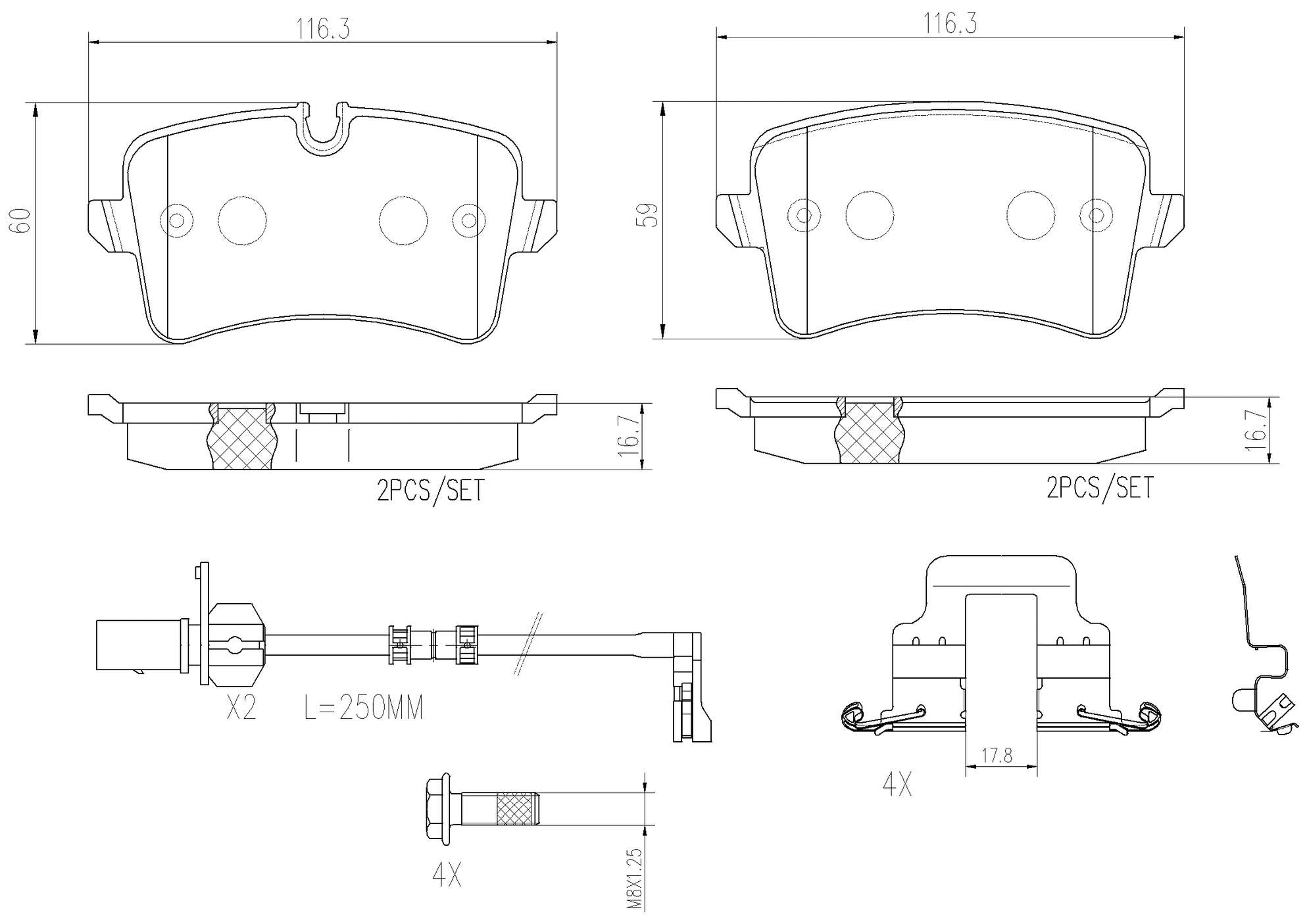 Audi Disc Brake Pad Kit – Front and Rear (Ceramic) 8R0698151S