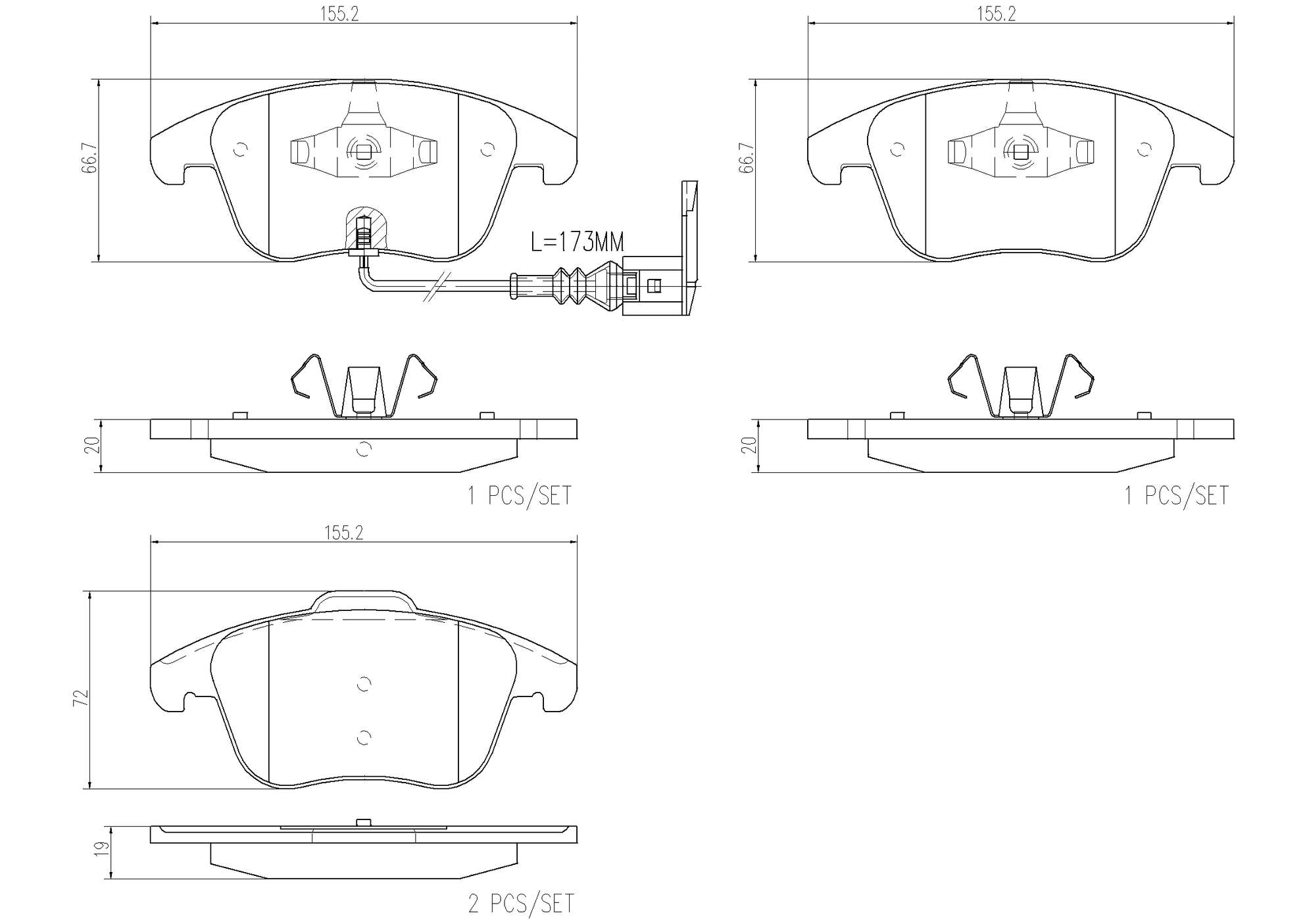 Volkswagen Disc Brake Pad and Rotor Kit – Front and Rear (312mm/282mm) (Ceramic) 5Q0615301F