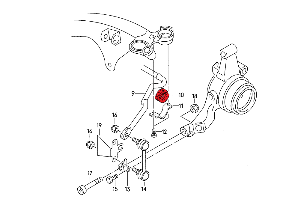 Rear Anti Roll Bar Bush 17mm for Audi C4 / V8 D11 - Track Hardness