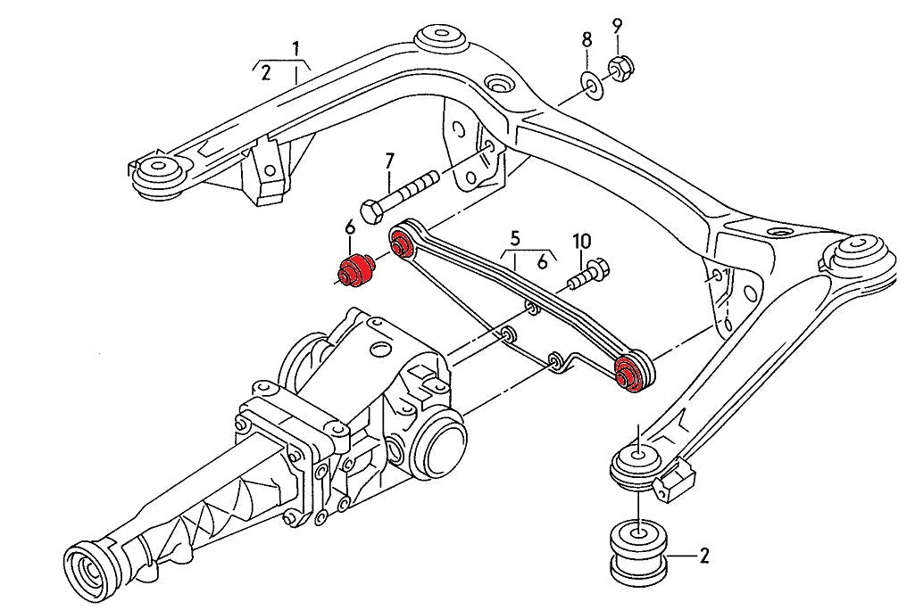 Rear Differential Polyurethane Carrier Mounts - Street - Audi B4/B5