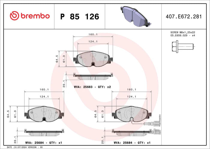 Brembo Brake Pad Set P65020