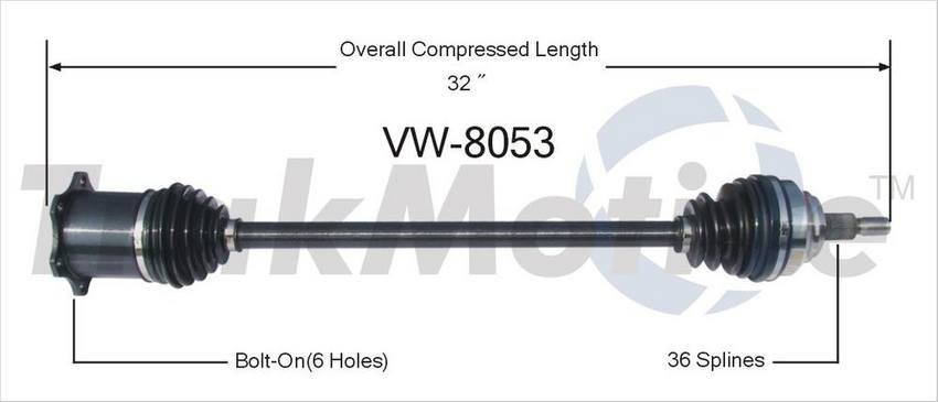 VW CV Axle Shaft – Front Passenger Side – Aftermarket VW8053