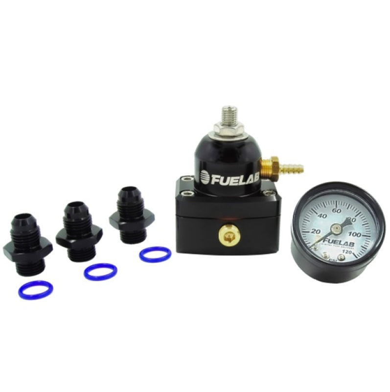 Fuelab 535 EFI Adjustable Mini FPR 25-90 PSI (2) -6AN In (1) -6AN Return (3) -6AN ORB w/Guage Kit