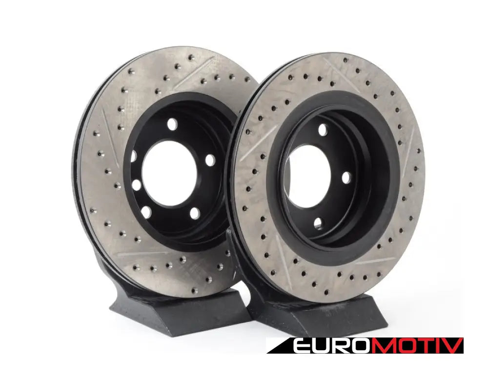 Cross-Drilled & Slotted Brake Rotors - Front