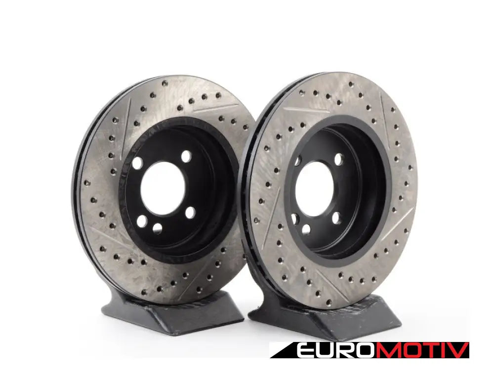 Cross-Drilled & Slotted Brake Rotors - Front Pair 10.86’ (276X22)