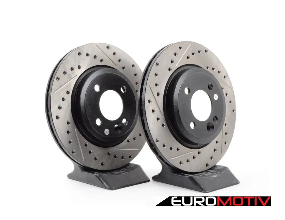 Cross-Drilled & Slotted Brake Rotors - Front Pair 11.57’ (294X22)