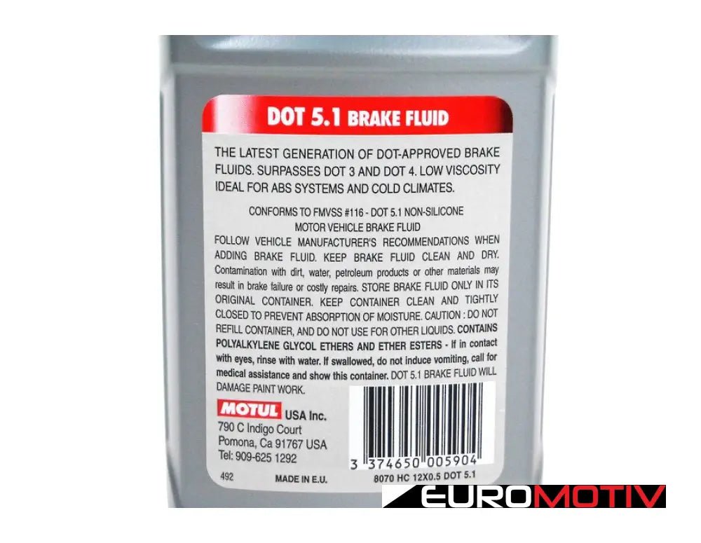 Dot 5.1 Synthetic Brake Fluid - 500Ml