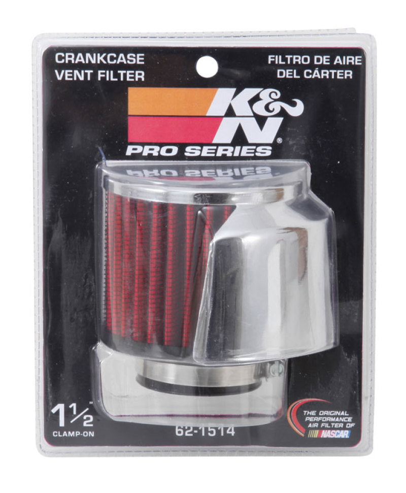 K&N 1.5in Flange ID x 3in OD x 2.5in Height Clamp On Crankcase Vent Filter