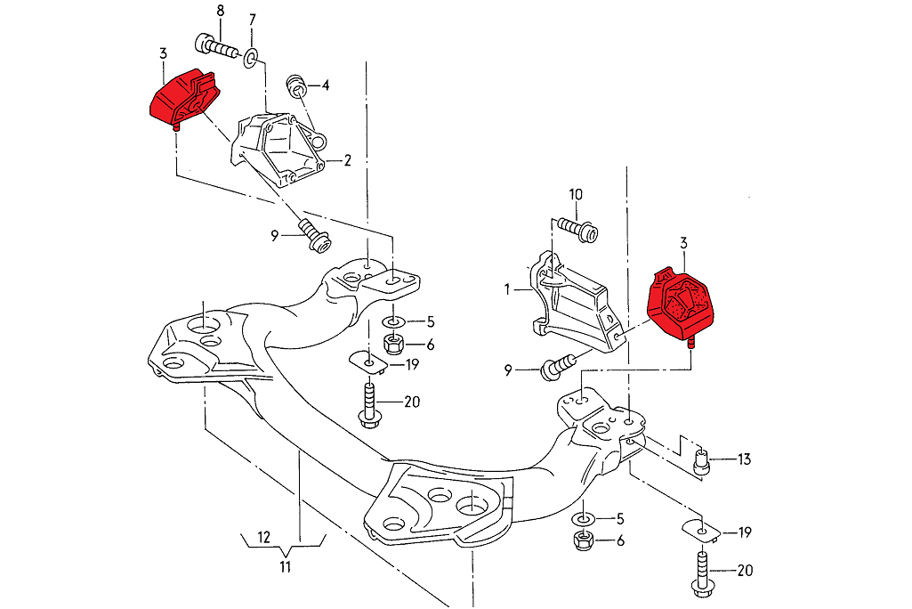 Gearbox mounts for Audi C4 S4 S6 - Track Hardness