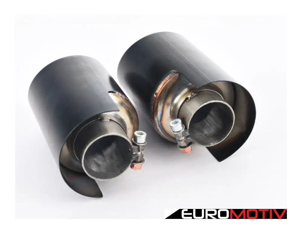 Exhaust Tip Dual Black 100Mm Rounds Slant Cut- Pair