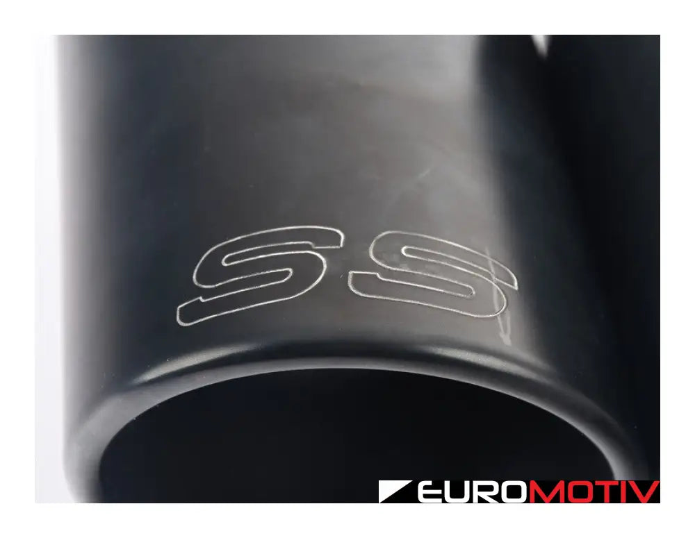 Exhaust Tip Dual Black 100Mm Rounds Slant Cut- Pair