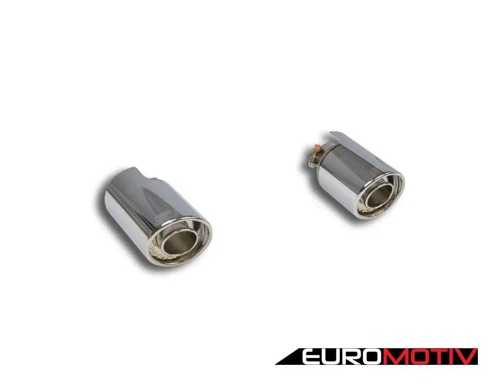 Exhaust Tip Dual Polished 100Mm Rounds ’Back Fire’ - Pair