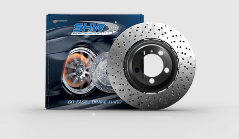 SHW 15-18 BMW X5 M 4.4L Left Front Cross-Drilled Lightweight Brake Rotor (34112284901)