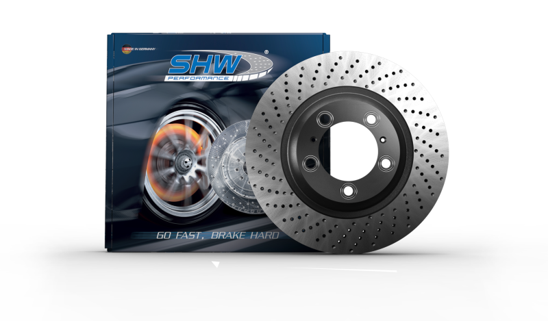 SHW 91-94 Porsche 911 Turbo 3.6L Right Rear Cross-Drilled Monobloc Brake Rotor (96535204200)