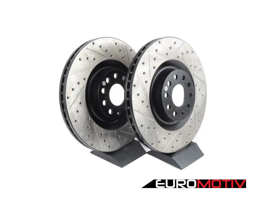 Front Cross Drilled & Slotted Brake Rotors - Pair (345X30)