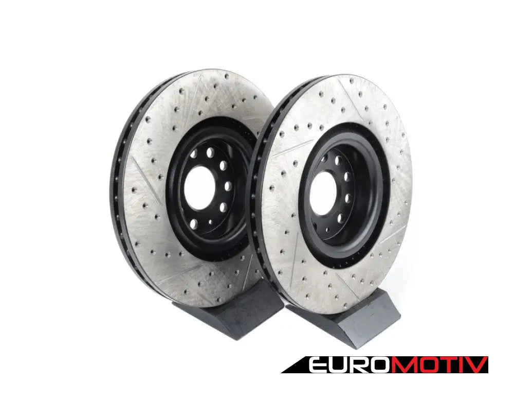 Front Cross Drilled & Slotted Brake Rotors - Pair (345X30)