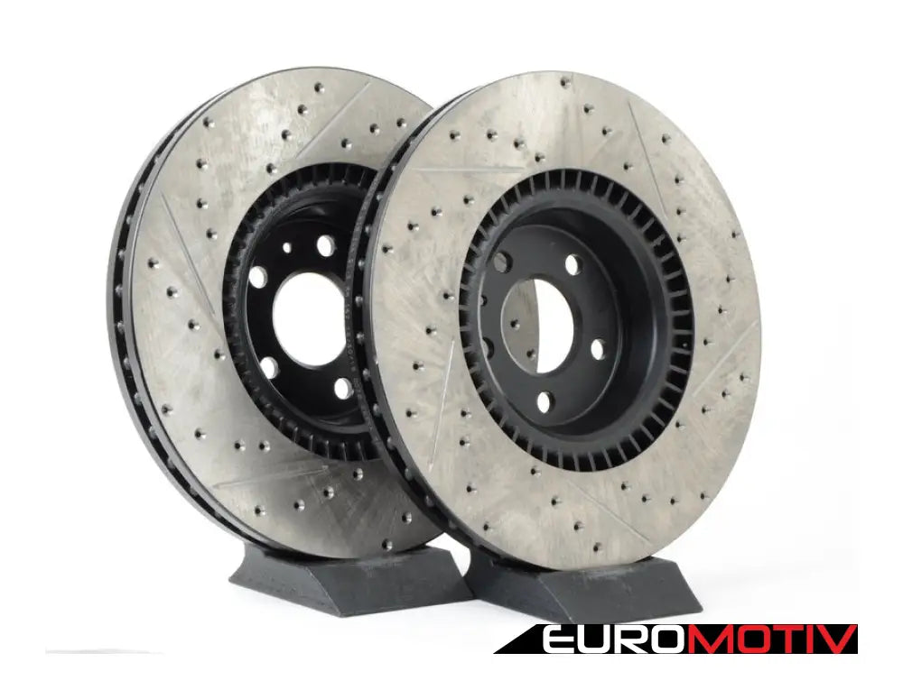 Front Cross Drilled & Slotted Brake Rotors - Pair (356X34Mm)