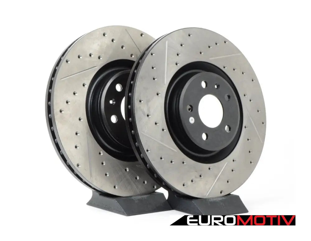 Front Cross Drilled & Slotted Brake Rotors - Pair (356X34Mm)