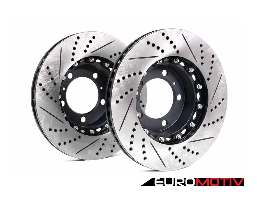 Front Drilled & Slotted 2-Piece Semi-Floating Brake Rotors - Pair (330X28) Porsche