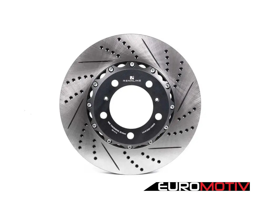 Front Drilled & Slotted 2-Piece Semi-Floating Brake Rotors - Pair (330X28) Porsche