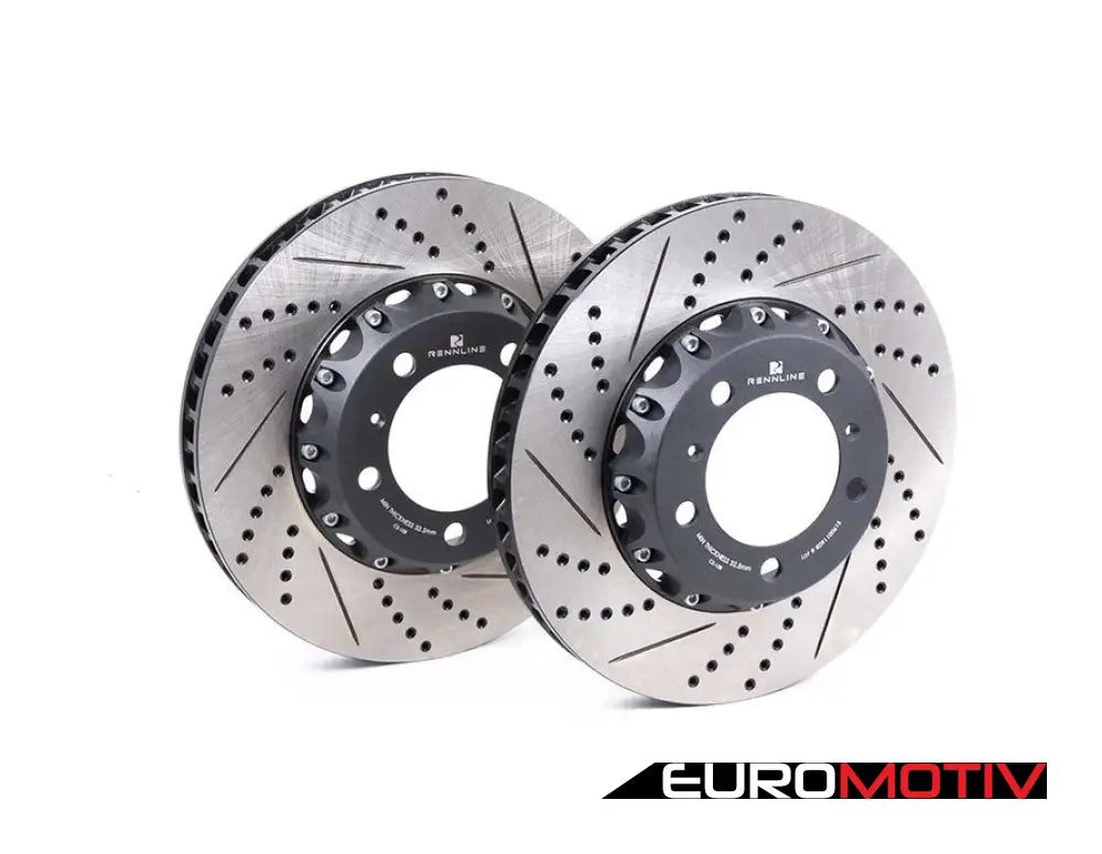 Front Drilled & Slotted 2-Piece Semi-Floating Brake Rotors - Pair (330X34) Porsche 996/997