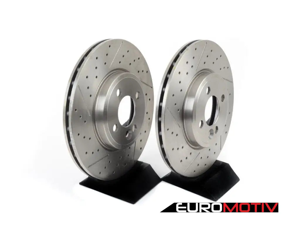 Front Sport Drilled / Slotted Jcw Brake Rotors - Pair 11.57’ (294X22)