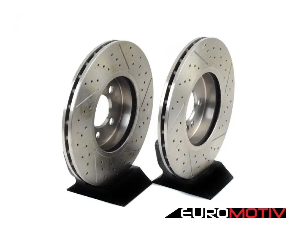 Front Sport Drilled / Slotted Jcw Brake Rotors - Pair 11.57’ (294X22)