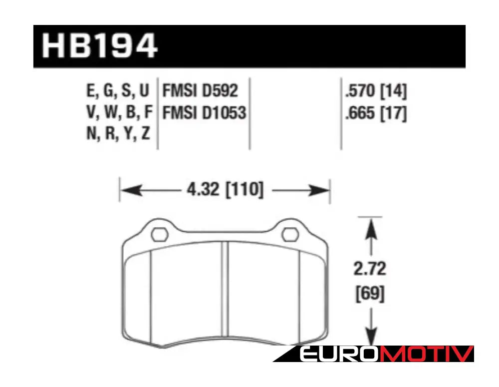 Hawk Dtc-30 Motorsport Brake Pad Set