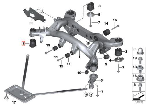 IRP - Rear subframe 90SH polyurethane bushings BMW E8x E9x (not M models)