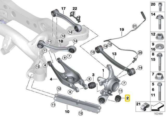 IRP - Rear wheel carrier – trailing arm bushings (aluminium housing with bearing) BMW E8x, E9x