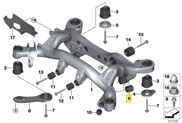 IRP - Rear subframe aluminium bushings BMW E8x, E9x, F87 M2, F80 M3, F82 M4 (IRPRSB-9XMB2)