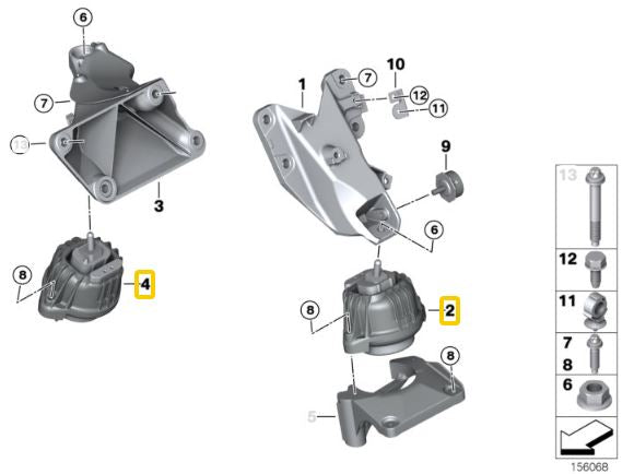 IRP - Aluminium engine mounts BMW E8X, E9X (not M models) (IRPEM-9XAL)