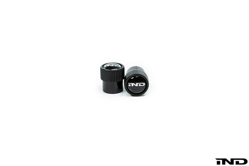 IND Logo Black Valve Stem Cap Set