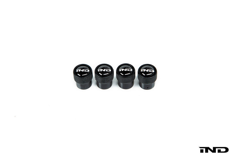 IND Logo Black Valve Stem Cap Set