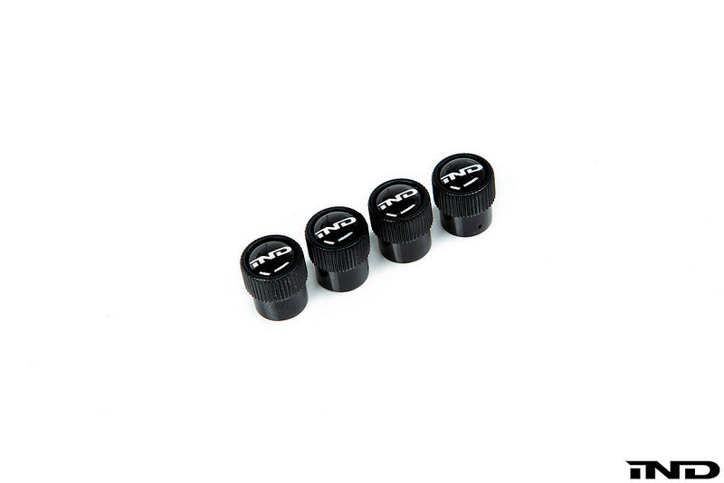 IND Logo Black Valve Stem Cap Set