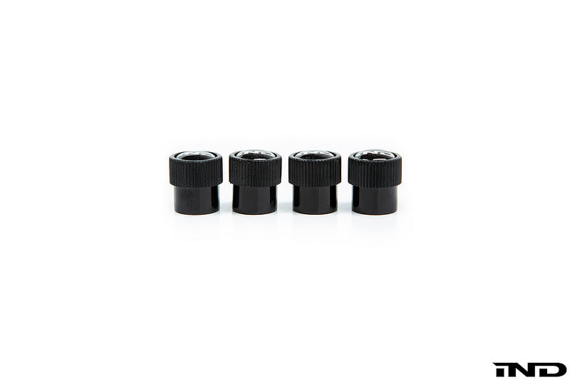 IND Logo Black Valve Stem Cap Set