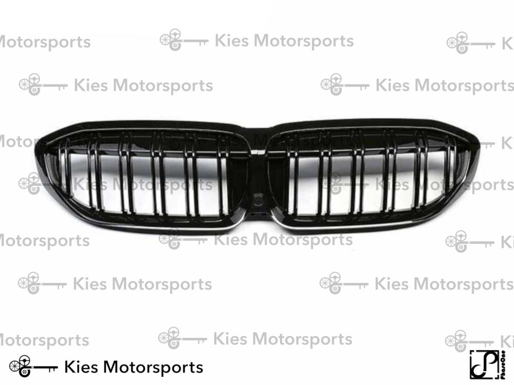 2019-2022 BMW G20 3 Series NO-CAMERA Dual Slat Kidney Grilles (Gloss Black)