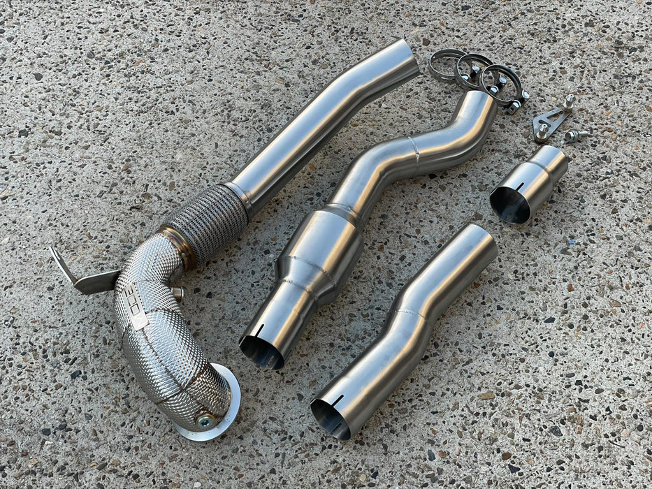 MODE Design 200cpsi Catted 3.5" Downpipe V2 MQB AWD VW Golf MK8 R Audi S3 8Y 2.0T EA888