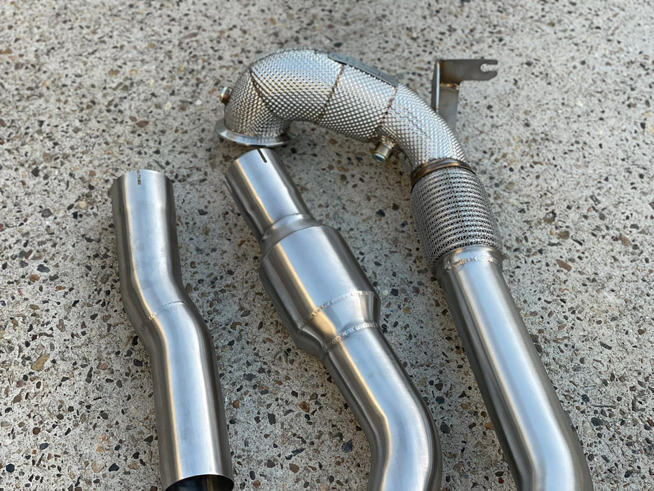 MODE Design 200cpsi Catted 3.5" Downpipe V2 MQB AWD VW Golf MK8 R Audi S3 8Y 2.0T EA888