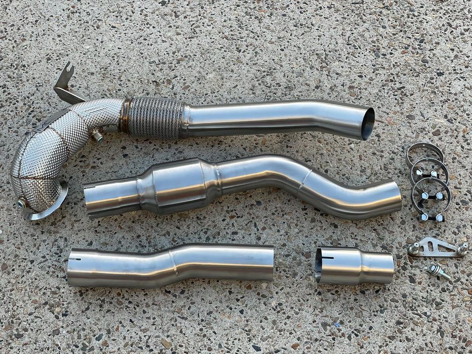 MODE Design 200cpsi Catted 3.5" Downpipe V2 MQB AWD VW Golf MK8 R Audi S3 8Y 2.0T EA888