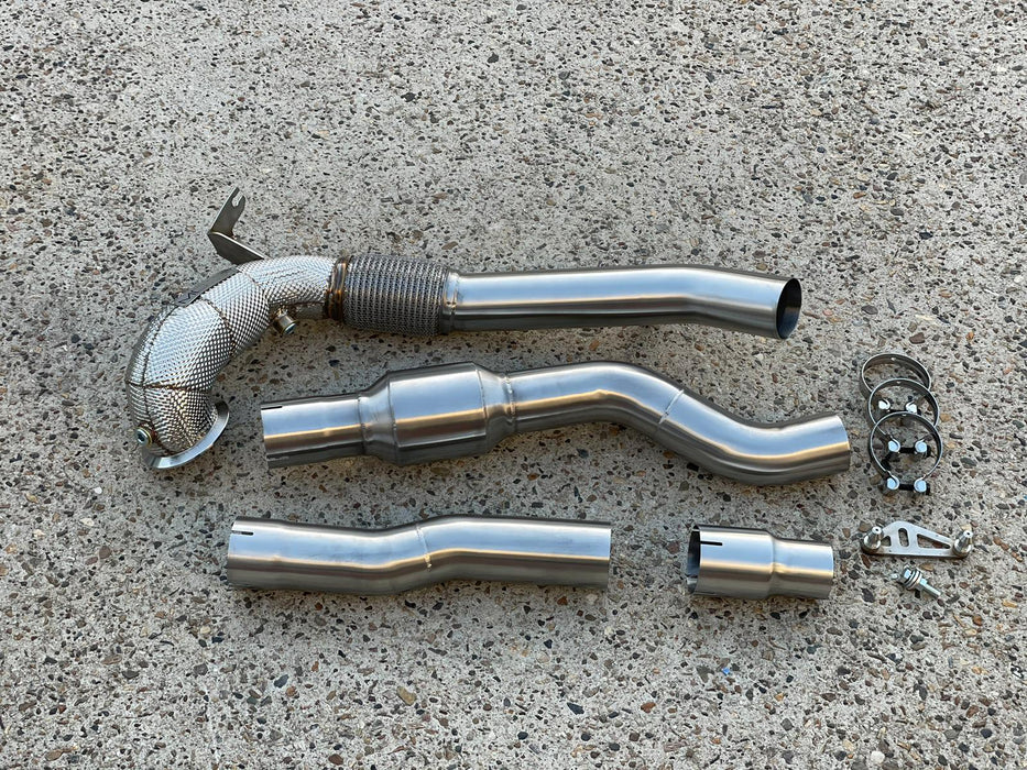 MODE Design 200cpsi Catted 3.5" Downpipe V2 MQB AWD VW Golf MK8 R Audi S3 8Y 2.0T EA888