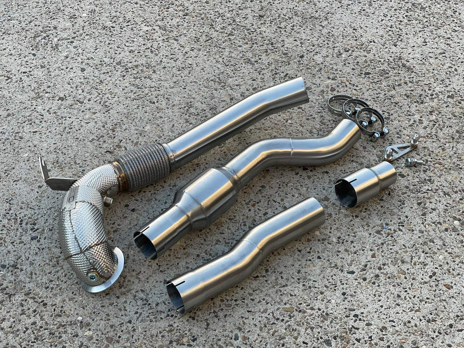MODE Design 200cpsi Catted 3.5" Downpipe V2 MQB AWD VW Golf MK8 R Audi S3 8Y 2.0T EA888