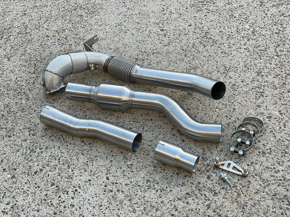 MODE Design 200cpsi Catted 3.5" Downpipe V2 MQB AWD VW Golf MK8 R Audi S3 8Y 2.0T EA888