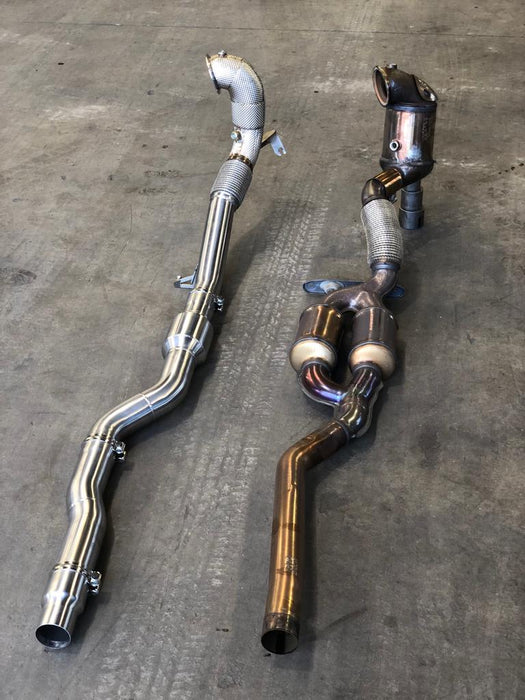 MODE Design 200cpsi Catted 3.5" Downpipe V2 MQB AWD VW Golf MK8 R Audi S3 8Y 2.0T EA888