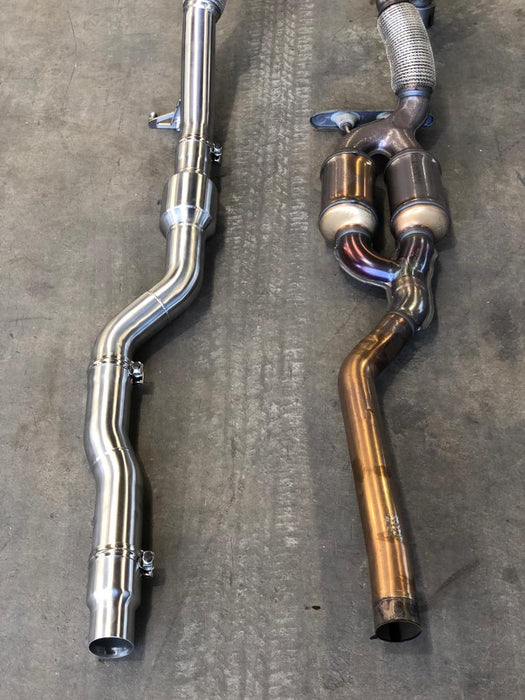 MODE Design 200cpsi Catted 3.5" Downpipe V2 MQB AWD VW Golf MK8 R Audi S3 8Y 2.0T EA888