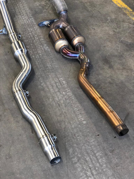 MODE Design 200cpsi Catted 3.5" Downpipe V2 MQB AWD VW Golf MK8 R Audi S3 8Y 2.0T EA888