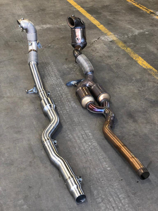 MODE Design 200cpsi Catted 3.5" Downpipe V2 MQB AWD VW Golf MK8 R Audi S3 8Y 2.0T EA888