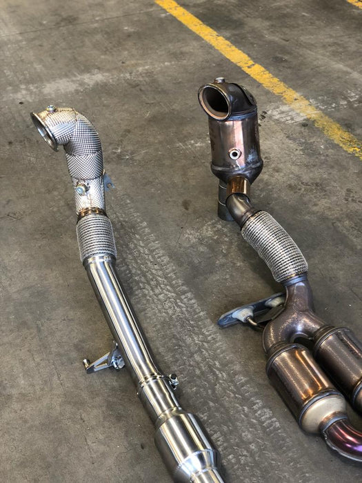 MODE Design 200cpsi Catted 3.5" Downpipe V2 MQB AWD VW Golf MK8 R Audi S3 8Y 2.0T EA888