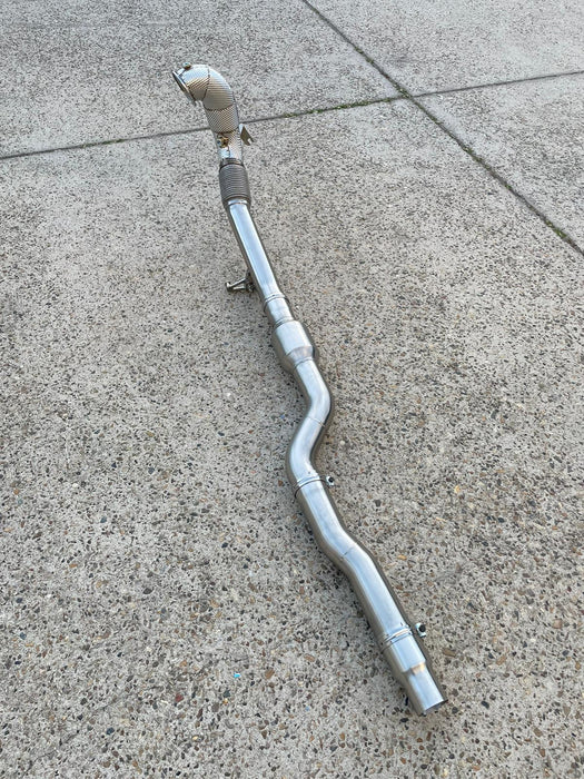 MODE Design Decatted 3.5" Downpipe V2 MQB AWD VW Golf MK8 R Audi S3 8Y 2.0T EA888