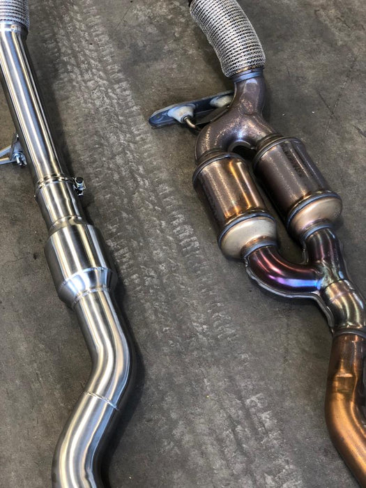 MODE Design 200cpsi Catted 3.5" Downpipe V2 MQB AWD VW Golf MK8 R Audi S3 8Y 2.0T EA888